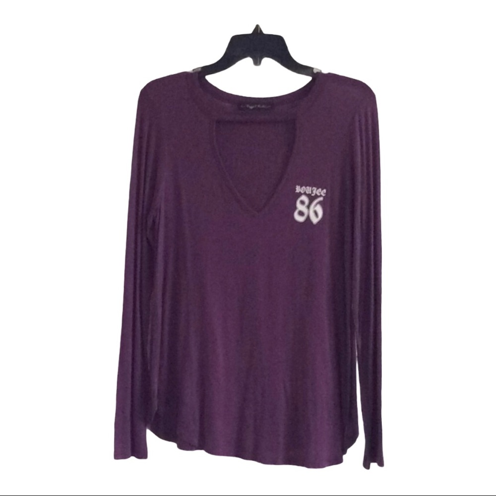 Boujee 86 plum purple keyhole long sleeve tunic